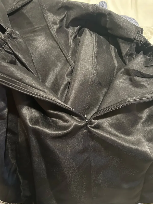 Micas Black Satin Mini Dress - Image 6