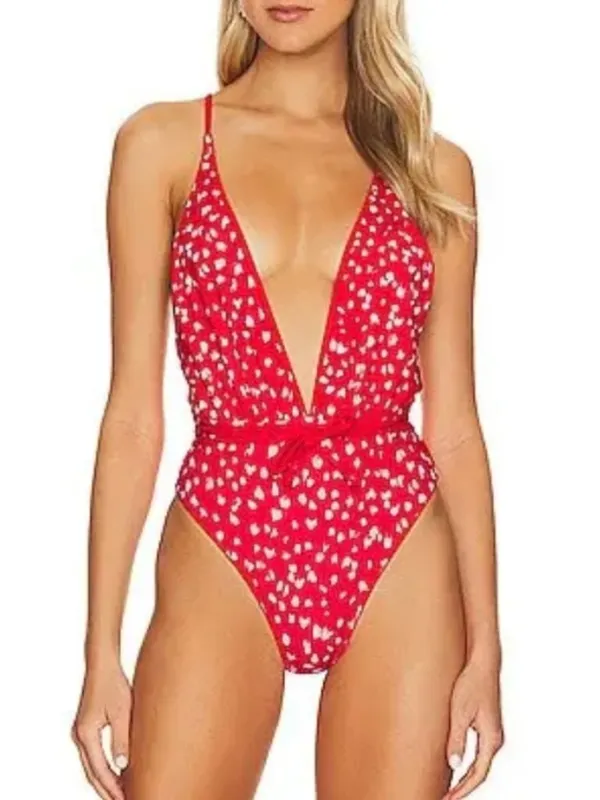Maaji Reversible Safari One Piece Swimsuit Medium Red Resortwear Summer Vacation - Image 14
