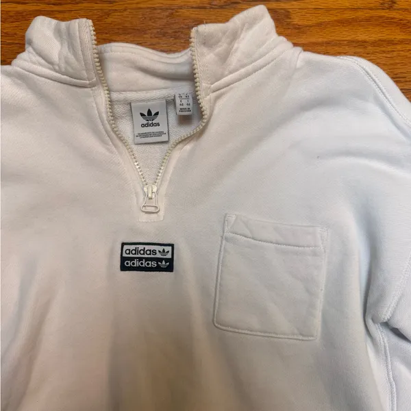 💜adidas White Cropped Quarter-Zip Hoodie - Image 3