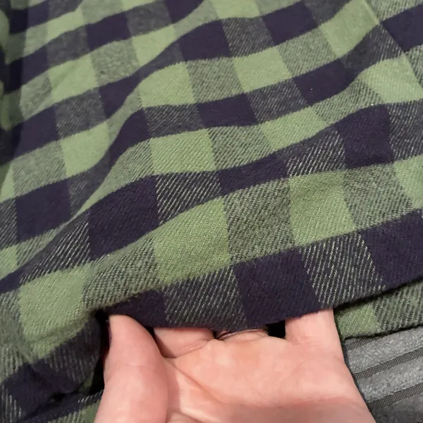 Madewell Flannel Crop Button Up Shirt Green Plaid Long Sleeve Womens Small - Image 3
