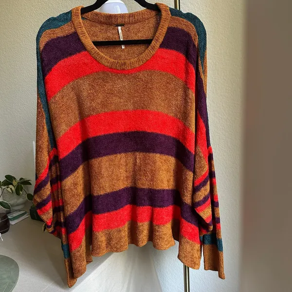 Free People Striped Chenille Oversize Sweater - Image 2
