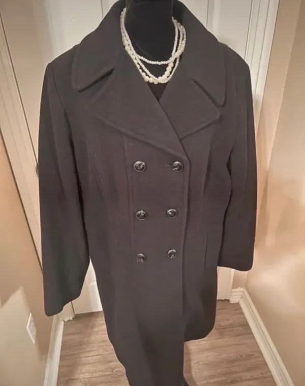Anne Klein Vintage black wool blend fall trench coat - Image 2