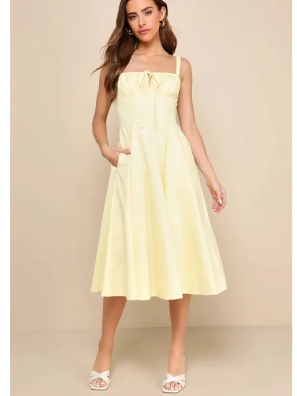 LULU's Sexy Casual Summer Bustier Brunch Beach Summer Retro Vibes Midi Dress - Image 4