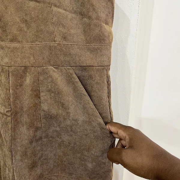 Flying Tomato Brown Corduroy Wide Leg Overalls Size Medium - Image 3