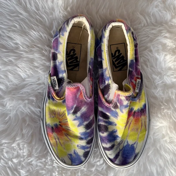 Vans Classic Slip-On Sneakers - Washed Tie Dye Multicolor - Women’s 6.5 Men’s 5 - Image 13