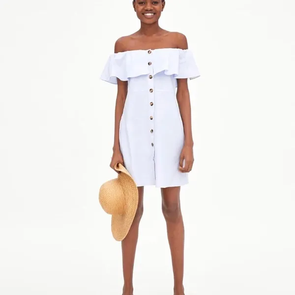 ✨ Zara Off-the-Shoulder Button Dress with Ruffles✨ - Image 9