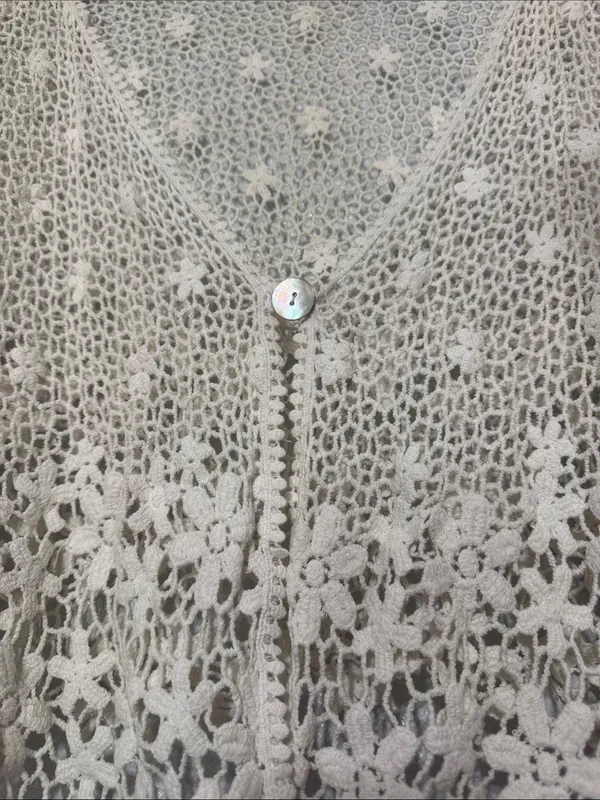 Chris McLaughlin Crochet Lace Floral Cardigan Shrug Cream Plus Size 2X - Image 4