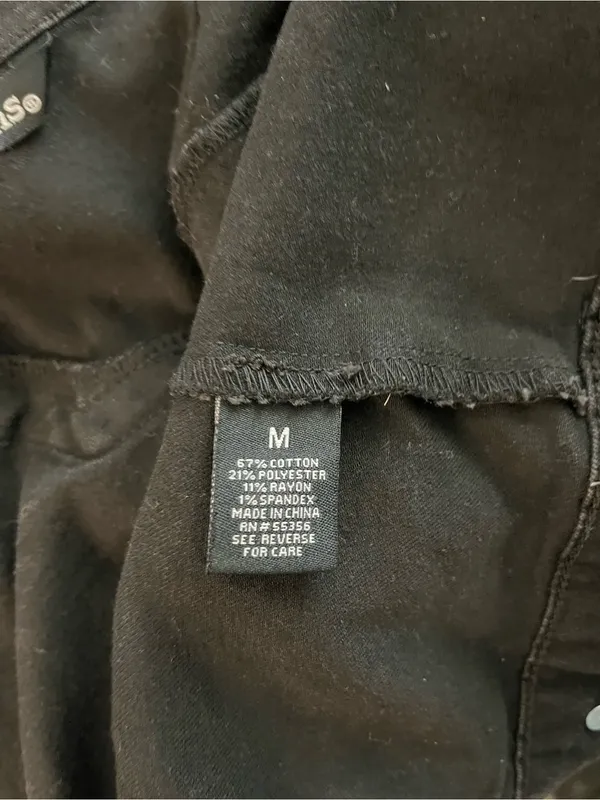 d.jeans Denim Jacket Womens Medium Black Stretch Cropped Trucker Button Front - Image 14