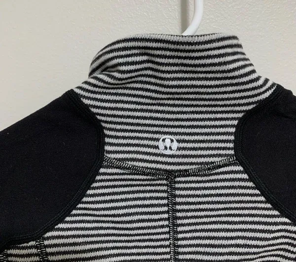 Black and White Stripe Zip U-Turn Lululemon Quarter Zip - Image 8