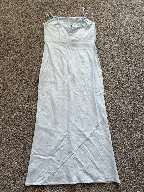 Anthropologie Strapless White Maxi Dress - Minimalist Summer Slip SZ Medium - Image 8