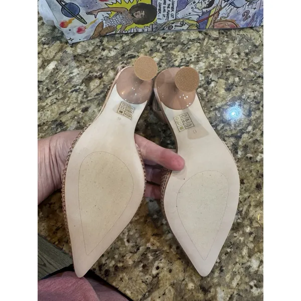 Jeffrey Campbell Zivote Crystal Satin Slingback Heels size 6 Light Pink Combo - Image 7