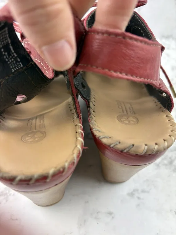 *Lobo Solo Red Leather Sandals Womens Size US Size 9 Lace Up Boho Laser Cut Out - Image 12