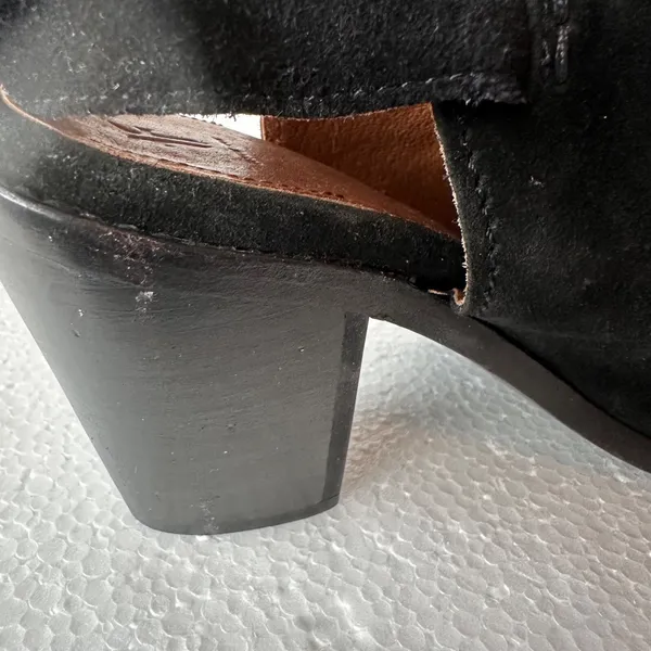 Frye Courtney Suede Slingback Heeled Mule Bootie Women's 10B Black 3.5" Heel - Image 12