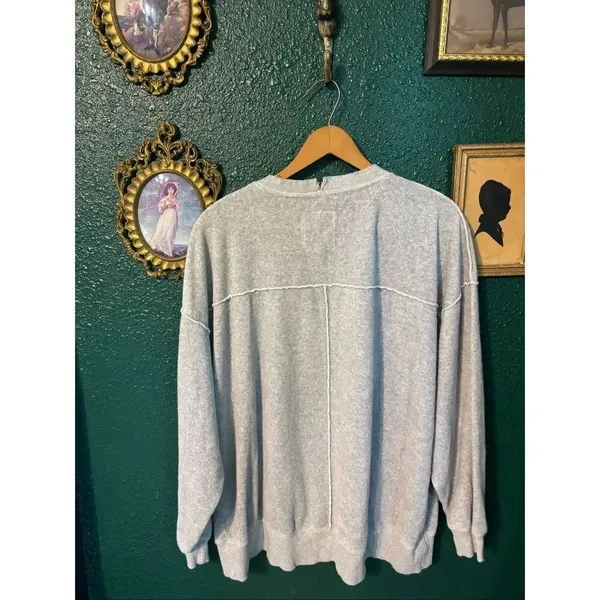 Aerie Oversized Gray Crewneck Size Medium Terry Cloth - Image 4