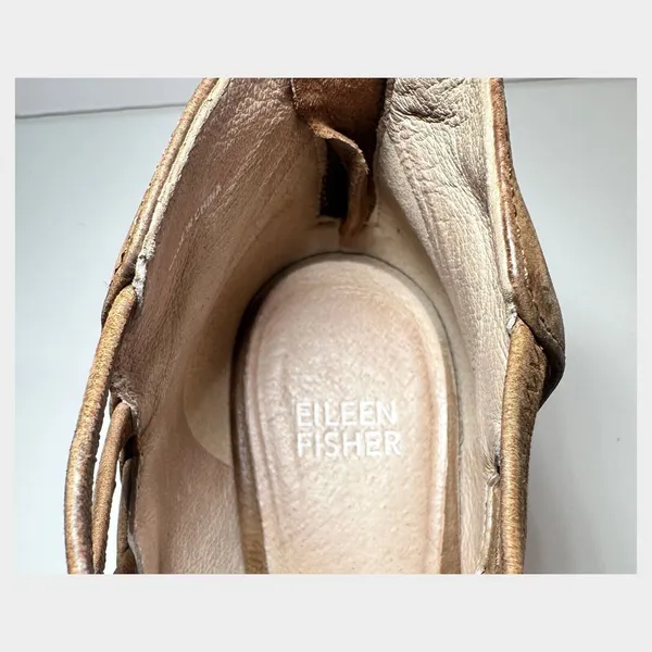 Eileen Fisher Vero Cucio Ankle Boots‎ Sz 7.5 Strappy Peep Toe Western Cowgirl - Image 8