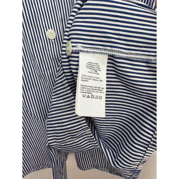 Madewell Straight-Hem Button Up Cropped Shirt in Blue / White Stripe Size Large - Image 8