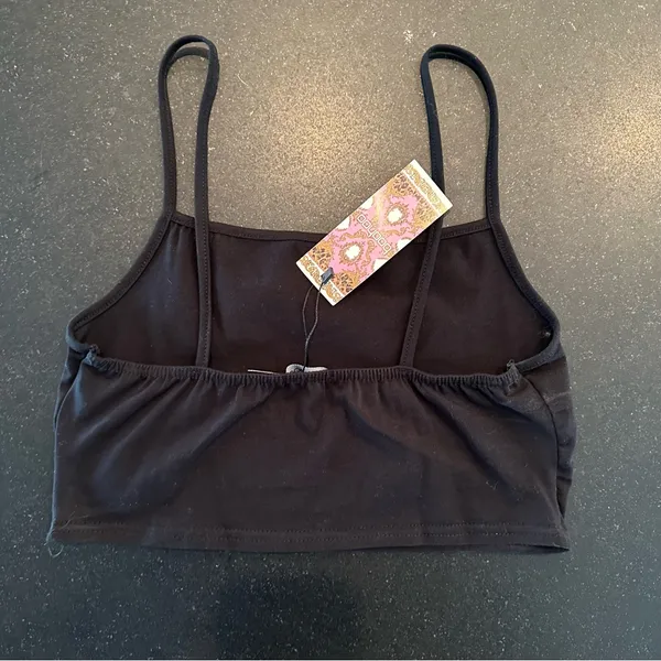 Boohoo Racer Neck Cotton Crop Top NWT Black Size US 8 Medium - Image 6