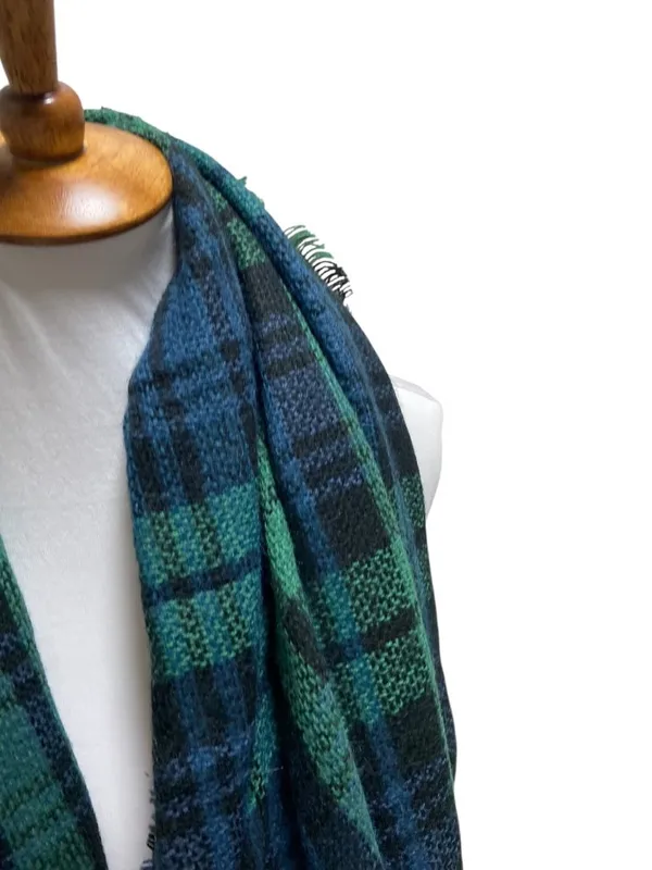 ModCloth Tartan Plaid Blanket Scarf Green One Size Preppy Coastal Academia Fall - Image 10