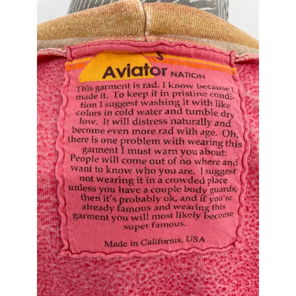 Aviator Nation Serape Striped Full Zip Up Hoodie Pink Sunset Sweatshirt Size S - Image 5