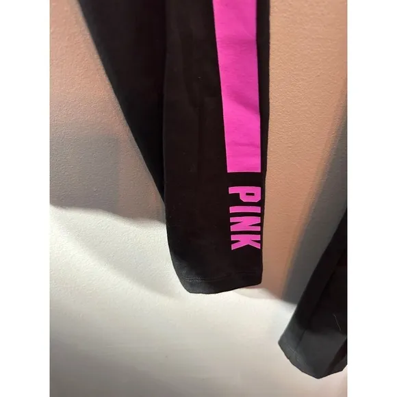 PINK ACTIVE Cotton High Waist Full Length Legging Black Pink Stripe Small‎ - Image 2