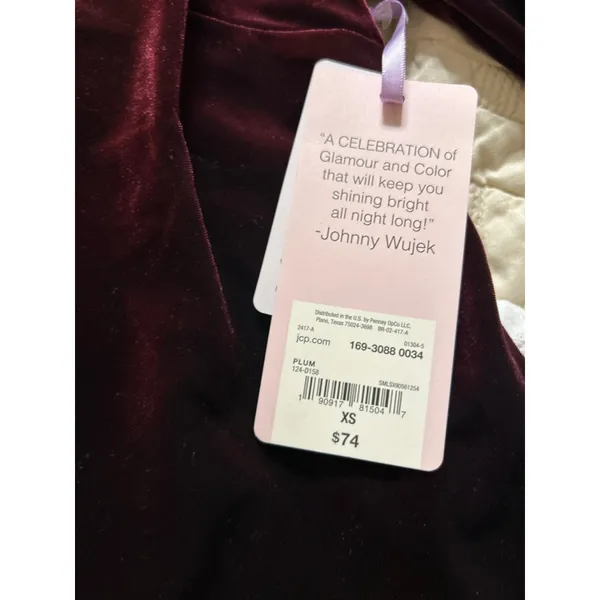 NEW Johnny Wujek Velvet Holiday Open Back Bow Mini Dress XS $74 - Image 3