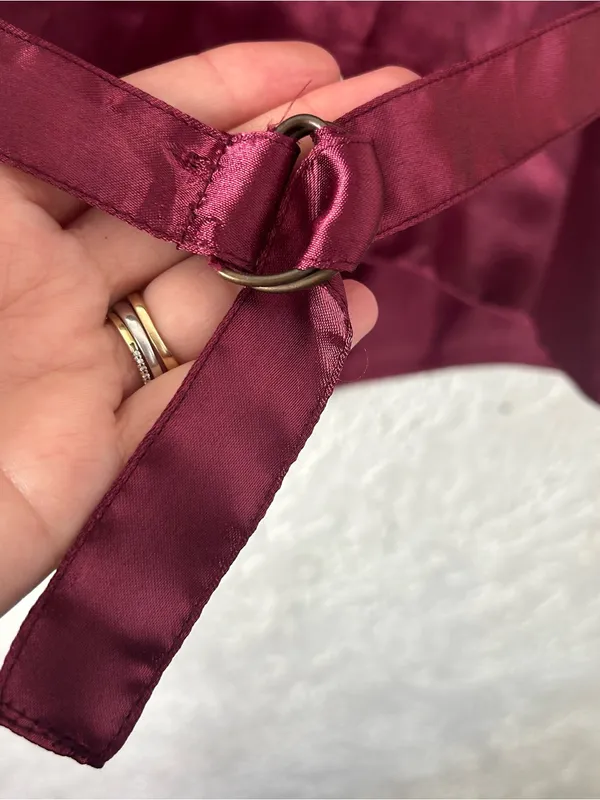 VTG 80’s 90’s Jane Ashley Burgundy Leather Satin Snap Front Vest BOHO Size S - Image 10