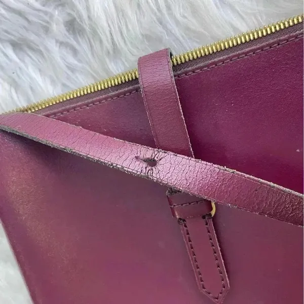 J. Crew Burgundy Leather Crossbody Purse - Image 4