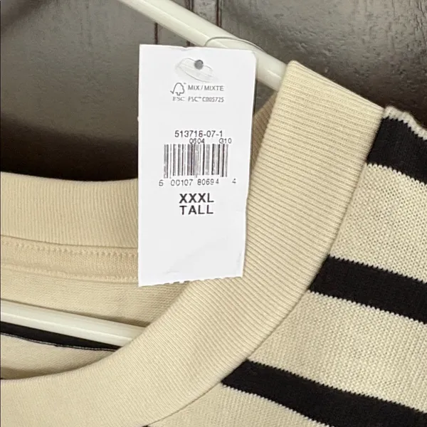 NWT GAP Striped Heavy Weight Tee Black Ivory Size 3X - Image 2