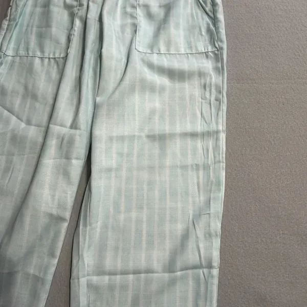 Women's Light Blue and White Striped Pull On Drawstring Waist Pant Size S #26057 - Image 2