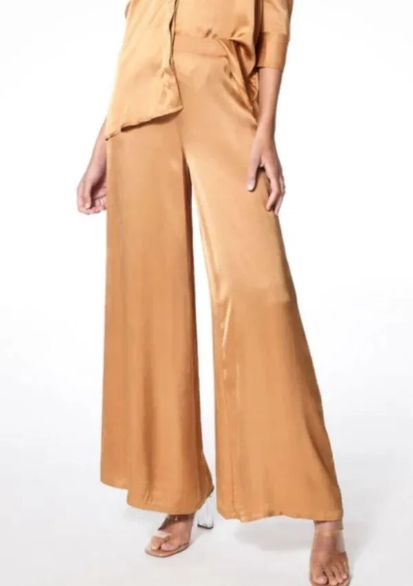 Young Fabulous and Broke Aiko Silky Satin Wide Leg High Waist Pant W1538 Sz S - Image 11