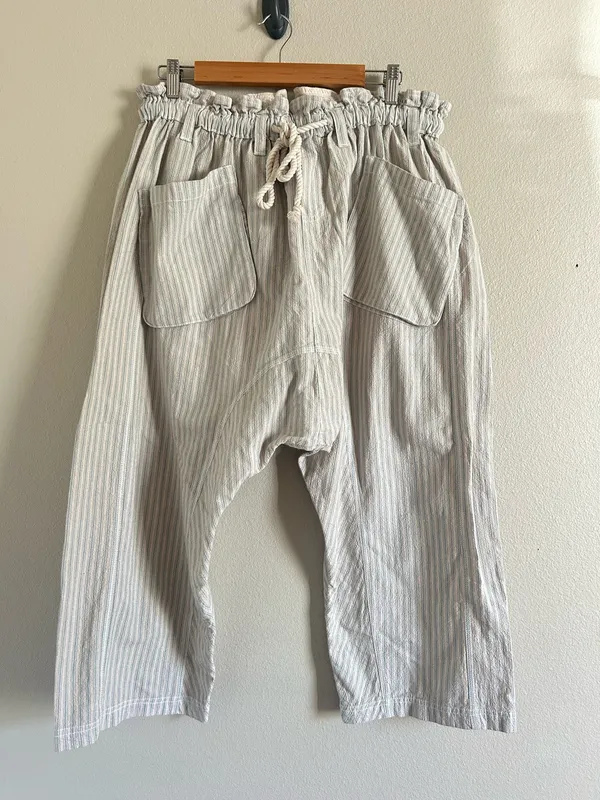 NWT Free People Runyon Oversize Stripe Pant Harem Sky Blue Drawstring XS - Image 3