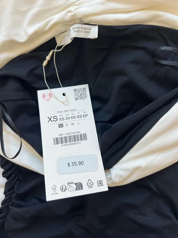 Zara Black and White Off-Shoulder Top - Image 4