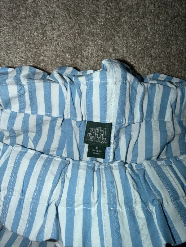 Wild Fable Blue and White Striped Paperbag Shorts - Image 3
