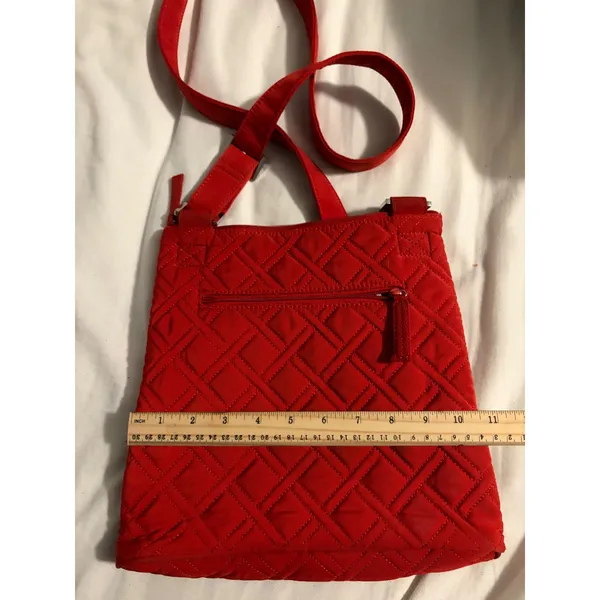 Vera Bradley Crossbody Bag Quilted Microfiber Red Orange Slim Adjustable Strap - Image 6