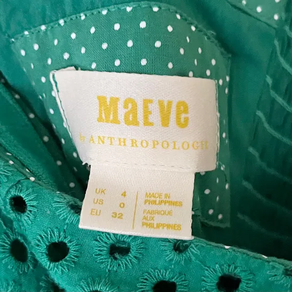 Anthropologie Women’s Lelia Eyelet Midi Dress Turquoise Blue Green Size 0 - Image 8