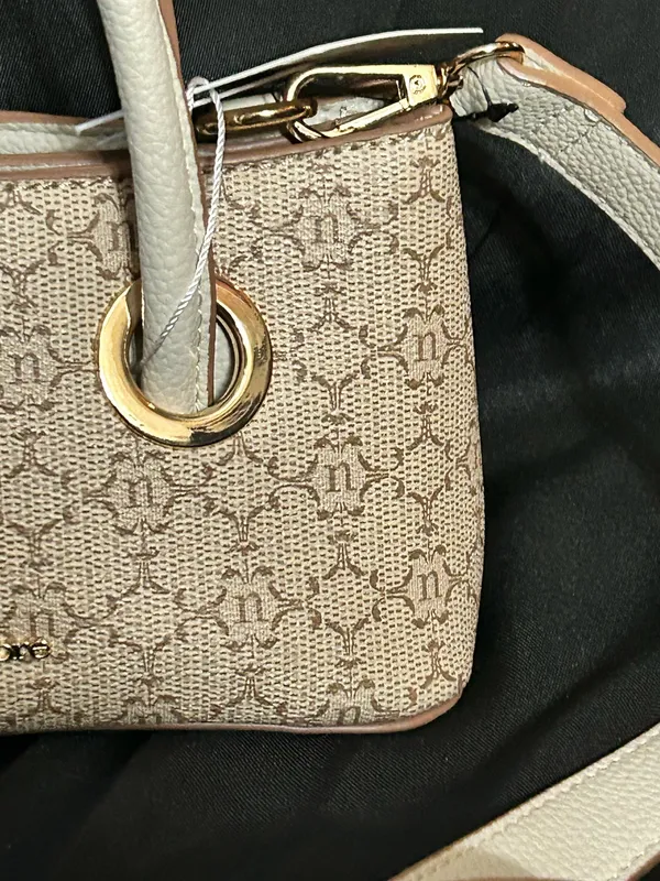 Nanette Lepore Almond Logo Junyper Mini Satchel Cream Handles & Strap NWT - Image 3