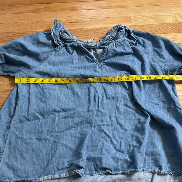 Old Navy Chambray Peasant Top Womens XXL Blue Boho Cottagecore Western Cotton - Image 4