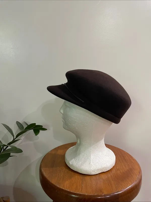 Chocolate Brown 100% Wool Baker Boy Newsboy Hat One Size - Image 2