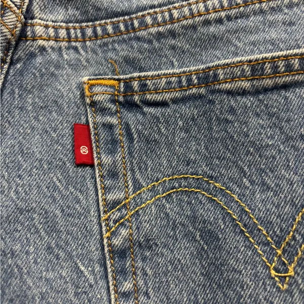 Levi’s 501 High Rise Cut Off Shorts Classic Button Fly Vintage Blue Denim 34 - Image 4
