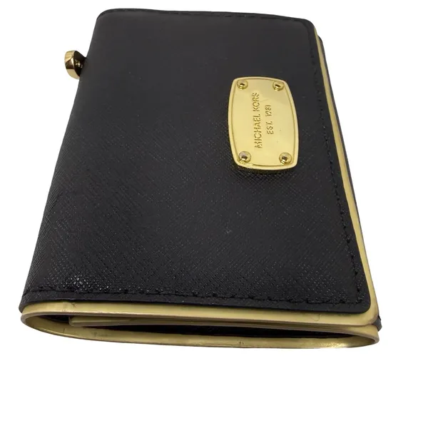 Michael Kors Black Foldable Wallet with Gold  Trim - Image 3