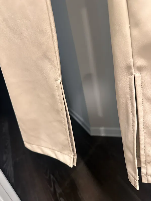Zara Faux Leather Pants Cream - Image 6