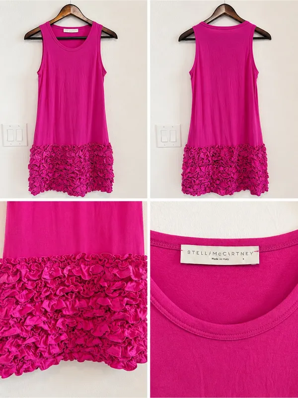 Stella McCartney Fuchsia Pink Ruffle Hem Tank Dress - Image 2
