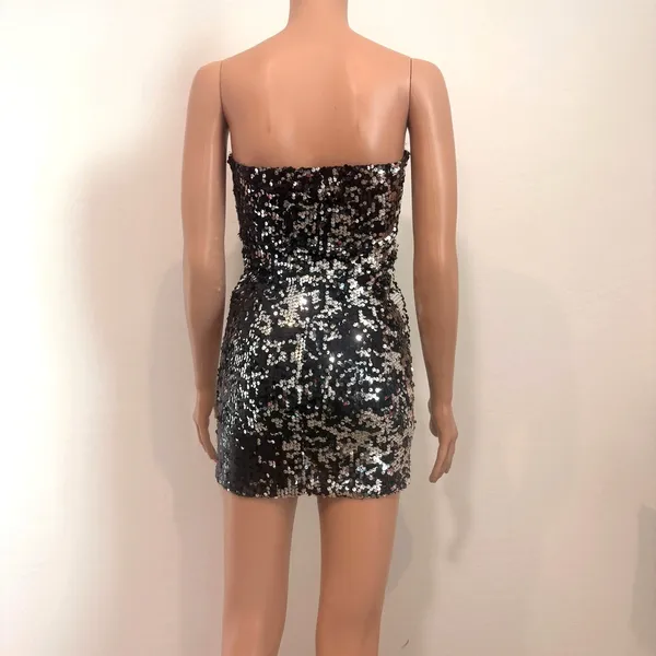 Frederick's of Hollywood XS sequin bodycon strapless mini dress D2 3232 - Image 10