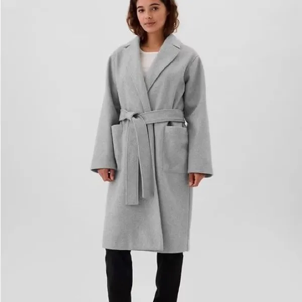 NWT GAP Light Gray Coat New‎ Belted Pockets Trench Long - Image 2