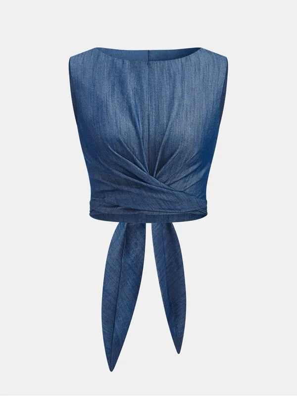 Commense Cross-Tie Crop Top & Wide-Leg Pants Set – Size Small (US 4) NWT - Image 2