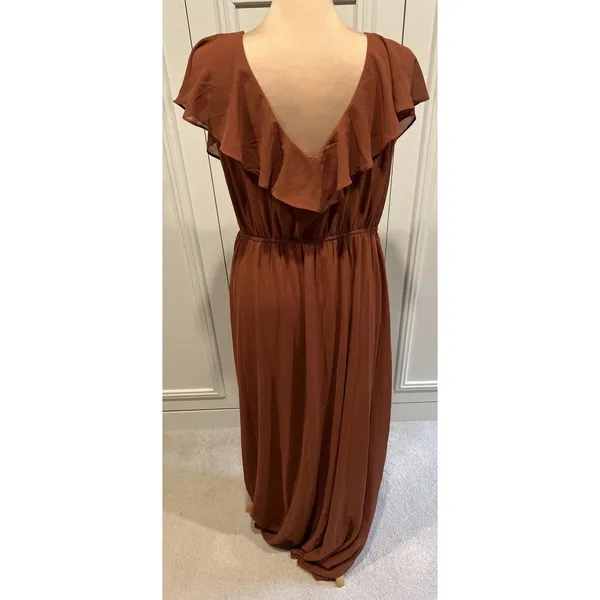Baltic Born Katya Faux Wrap Rust Brown Maxi Gown Bridesmaid Missing Belt - Image 4
