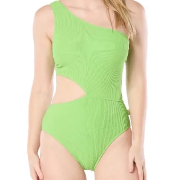 Cyn & Luca One-Shoulder Side-Cutout Swimsuit pink purple black new with tags - Image 7