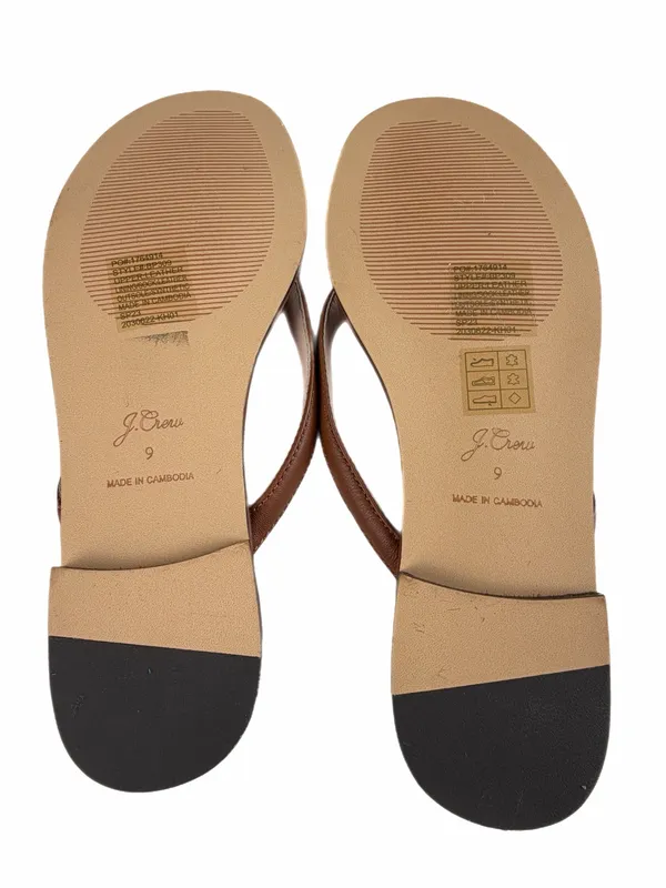 J. CREW Menorca Padded Leather Thong Sandals Brown Size 9 - Image 9