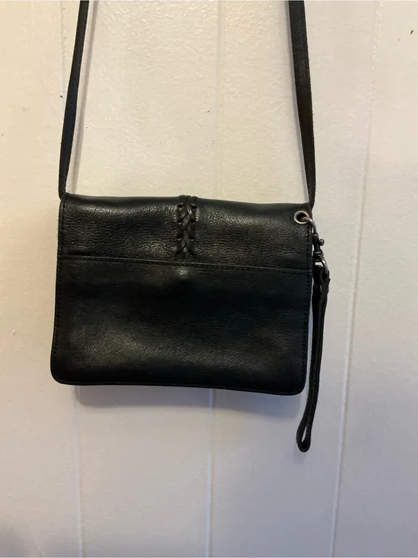 Rare Vintage Black Leather Patricia Nash Bianco Crossbody Organizer Handbag Bag - Image 7