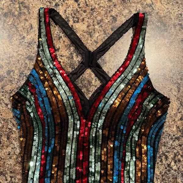 Primavera Dress All Over Sequin Y2K Disco Retro Statement‎ Glam Party Colorful 2 - Image 2